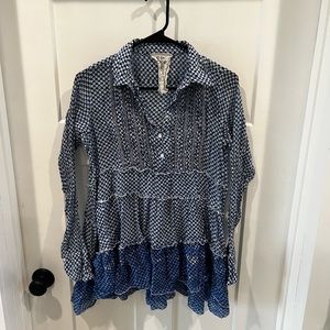 Free People block print collared tunic